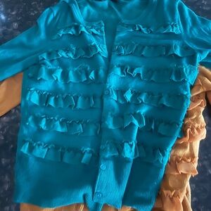 The Limited Kids' Teal Ruffled Cardigan